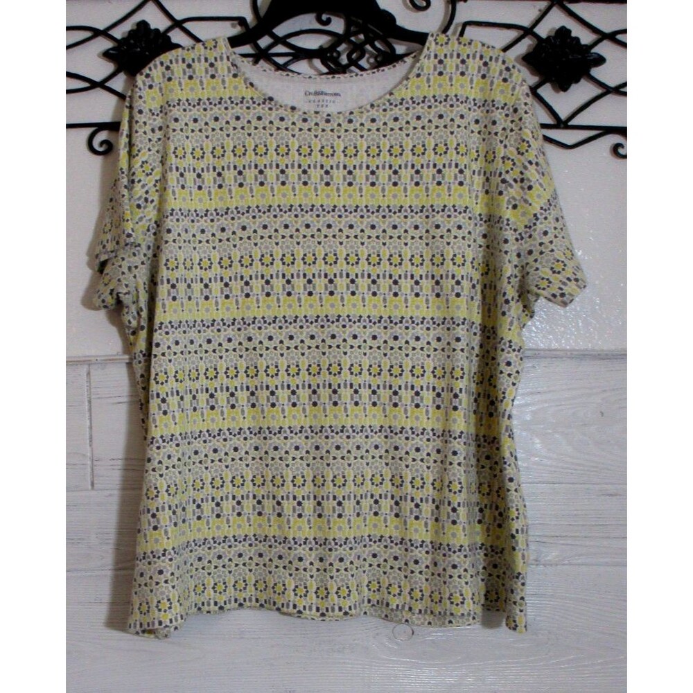 Croft & Barrow Women's Top Size 1X Short Sleeve Multicolored Round Neck